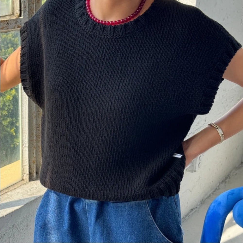 Le Bon Shoppe Pierre knit top black size L large